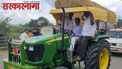 Raosaheb Danve On Tractor