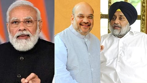 Narendra Modi, Amit Shah, Sukhbir Badal