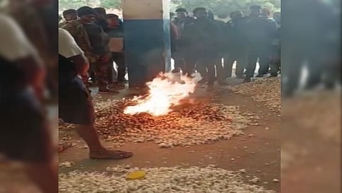 Farmers sets Garlic produce ablaze.