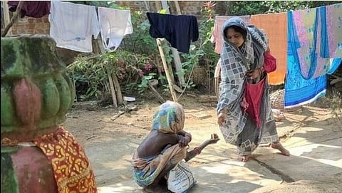 Woman Sarpanch begs for a living.