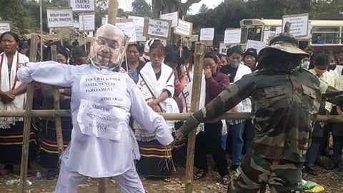 Protestors burn effigy of Amit Shah in Nagaland