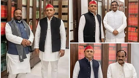 Akhilesh Yadav with many ministers