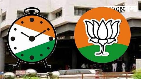 NMC Building NCP, BJP logos