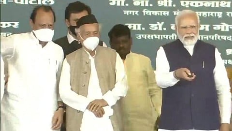 Ajit Pawar, Bhagat Singh Koshyari, PM narendra Modi.