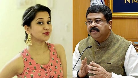 Ketaki Chitale and Union Minister Dharmendra Pradhan