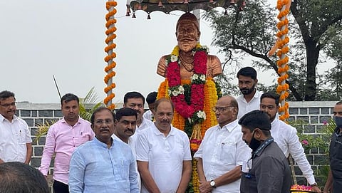 Sharad Pawar visited the birth place of Chhatrapati Sambhaji Maharaj on Purandar fort. With Praveen Gaikwad