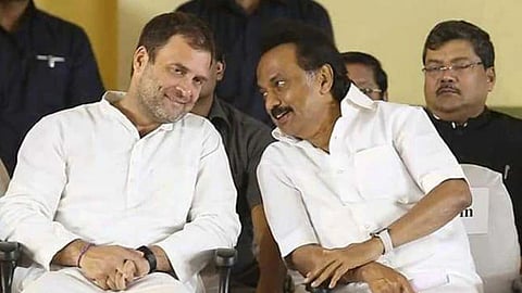 Congress Leader Rahul Gandhi and CM M K Stalin