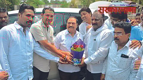 Eknath Khadse with NCP workers