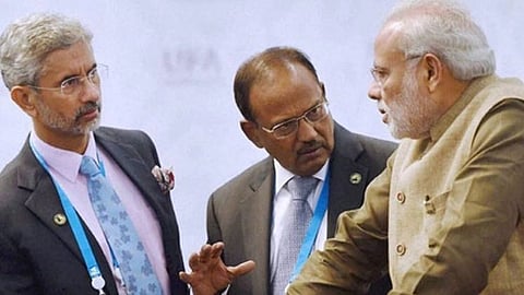 S Jaishankar, Ajit Doval and Narendra Modi