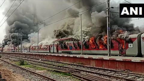 Trains set afire in Bihar