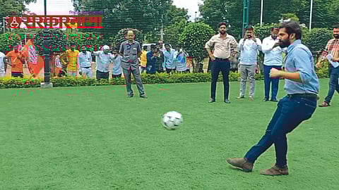 Amit Thakrey playing Football