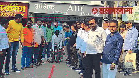 Shivsena workers celebration at Manmad