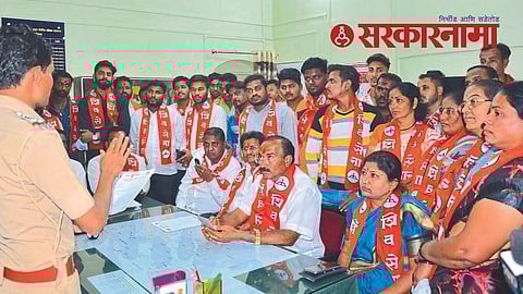 Shivsena followers in police station