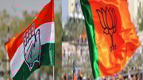 Congress and BJP flag