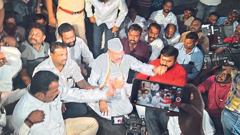 Abdul Sattar with affected Farmers.