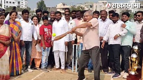Prakash Ambedkar During Cricket Match.