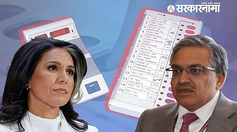 Tulsi Gabbard addressing EVM hacking concerns; India’s Election Commissioner Dyanesh Kumar firmly denies allegations of tampering in India’s voting system.