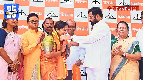 Sanjana Ghadi joins Shiv Sena in Presece of Eknath Shinde.