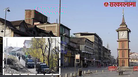 Security forces patrol the deserted streets of Pahalgam following the recent terrorist attack that has led to a significant downturn in tourism and heightened security concerns.