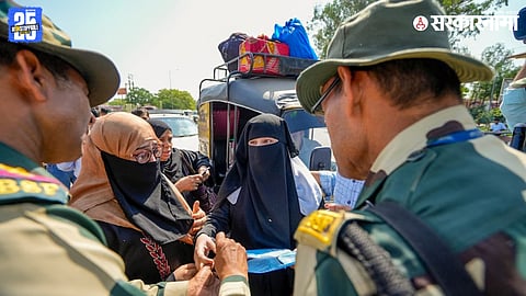 Amritsar : BSF personnel checking documents at the Attari-Wagah border crossing.