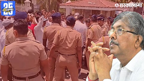 Chandrakant Patil Shaktipeeth Highway protester