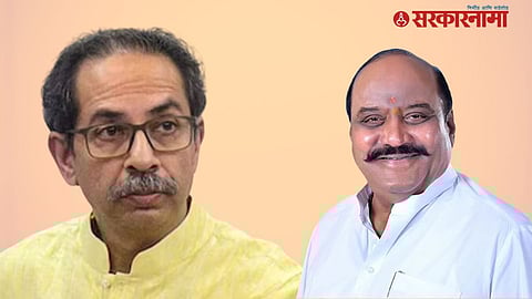 Shiv Sena chief Uddhav Thackeray addressing party members as internal dissent grows over the KP Patil decision.