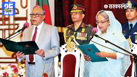 Former President Mohammad Abdul Hamid captured at Dhaka Airport before fleeing to Thailand amid political turmoil.