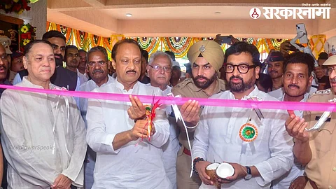 Ajit Pawar during the inauguration event, where he waited 15 minutes and addressed