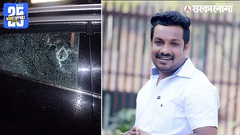 Shiv Sena leader Nilesh Ghare's SUV, allegedly targeted in a staged firing incident in Pune's Warje area.
