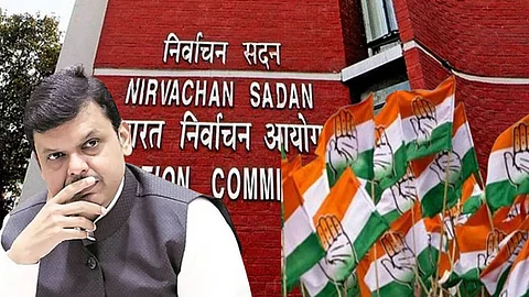 Congress leader Praful Guddhe addresses the media, alleging match fixing by election officials in favor of Devendra Fadnavis during the recent election.