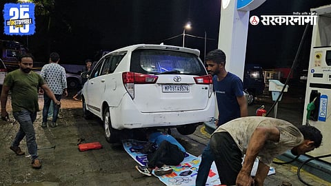 Security vehicles in CM Mohan Yadav’s convoy being inspected after water was found in place of diesel.