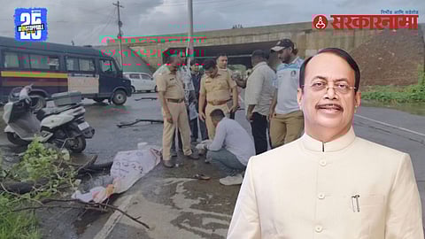 Police cordon off the area after a daylight firing outside BJP MLA Kisan Kathore’s house in Murbad; one injured in the attack.