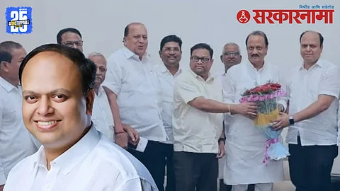 Rahul Patil, son of late PN Patil, meets Deputy CM Ajit Pawar ahead of joining NCP, in presence of Minister Hasan Mushrif.