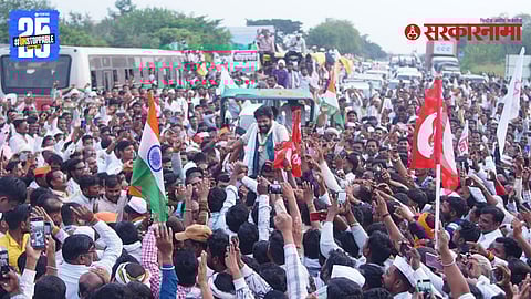Police strengthen security near Ramgiri Bungalow as Bacchu Kadu supporters gather in Nagpur for a major protest.