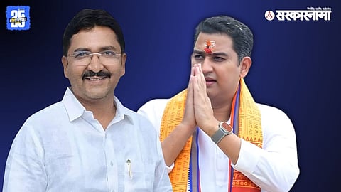 BJP city chief Vaibhav Aadhav confronting MLA Ashutosh Kale over rising crime, illegal businesses and alleged political links in Kopargaon.