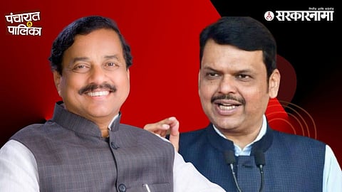 NCP state president Sunil Tatkare during discussions with Chief Minister Devendra Fadnavis over seat sharing strategy for upcoming municipal corporation elections across Maharashtra.