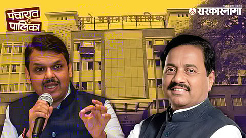 Senior BJP leaders during Pune Operation Lotus meeting, as last-minute political negotiations stalled key NCP leaders’ entry into the party ahead of upcoming municipal elections.