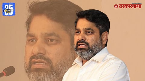 MLA Satej Patil addressing the media while expressing displeasure over the State Election Commission’s Zilla Parishad and Panchayat Samiti election schedule.