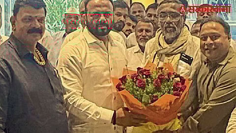 Senior NCP leader and former ZP vice-president Nitin Bhargude-Patil joins BJP in Satara in the presence of rural development minister Jaykumar Gore.