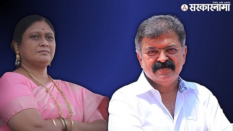 Shiv Sena councillors led by group leader Pawan Kadam during official group registration at Konkan Bhavan, Navi Mumbai, after the Thane Municipal Corporation election.