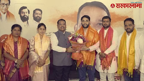 Shiv Sena corporator Vishwajit Barne after being appointed as group leader in Pimpri Chinchwad Municipal Corporation during an internal party meeting.