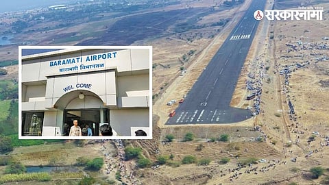 A view of Baramati Airport runway, where multiple aircraft accidents have occurred over the past decade due to lack of renovation, safety infrastructure, and navigation systems, raising serious aviation safety concerns.