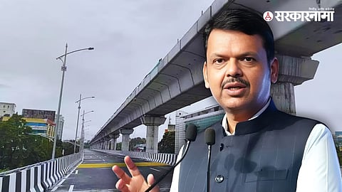 Chief Minister Devendra Fadnavis inaugurates the double-decker flyover at Savitribai Phule Pune University Chowk while recalling Ajit Pawar’s role in the project.