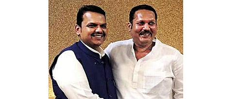 MP Udyanraje Bhosale and BJP Leader Devendra Fadanvis