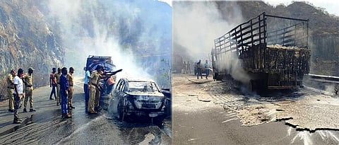 Agnitandava in Khambhatki Ghat; Burn trucks, burn cars