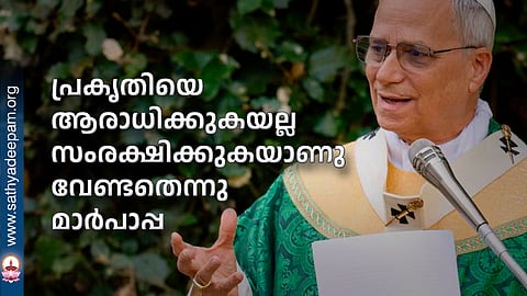 പ്രകൃതിയെ ആരാധിക്കുകയല്ല സംരക്ഷിക്കുകയാണു വേണ്ടതെന്നു മാര്പാപ്പ