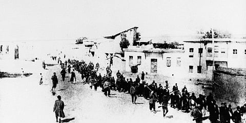 FILE - This is the scene in Turkey in 1915 when Armenians were marched long distances and said to have been massacred. The U.S. House of Representatives may vote next week on a measure that could damage U.S. relations with critical ally Turkey: a resolution declaring the World War I-era killings of Armenians a genocide. House aides, speaking on condition of anonymity because they were not authorized to comment, said Friday Dec. 17, 2010 that Democratic leaders have been discussing a possible vote with lawmakers.   (AP Photo, File)