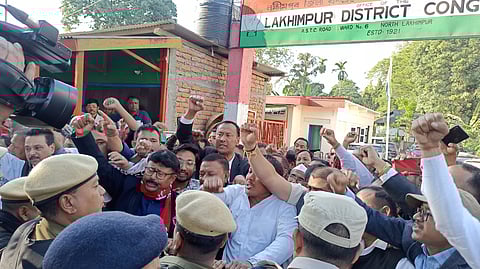 Assam: Lakhimpur Congress protests
attack on Bharat Jodo Nyay Yatra
