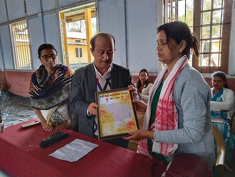 Assam: Teacher of Chatia HS School Basana Hazarika, accorded farewell