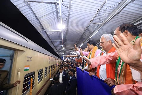 Tripura Chief Minister Manik Saha flags off Ayodhya-bound Aastha special train from Agartala